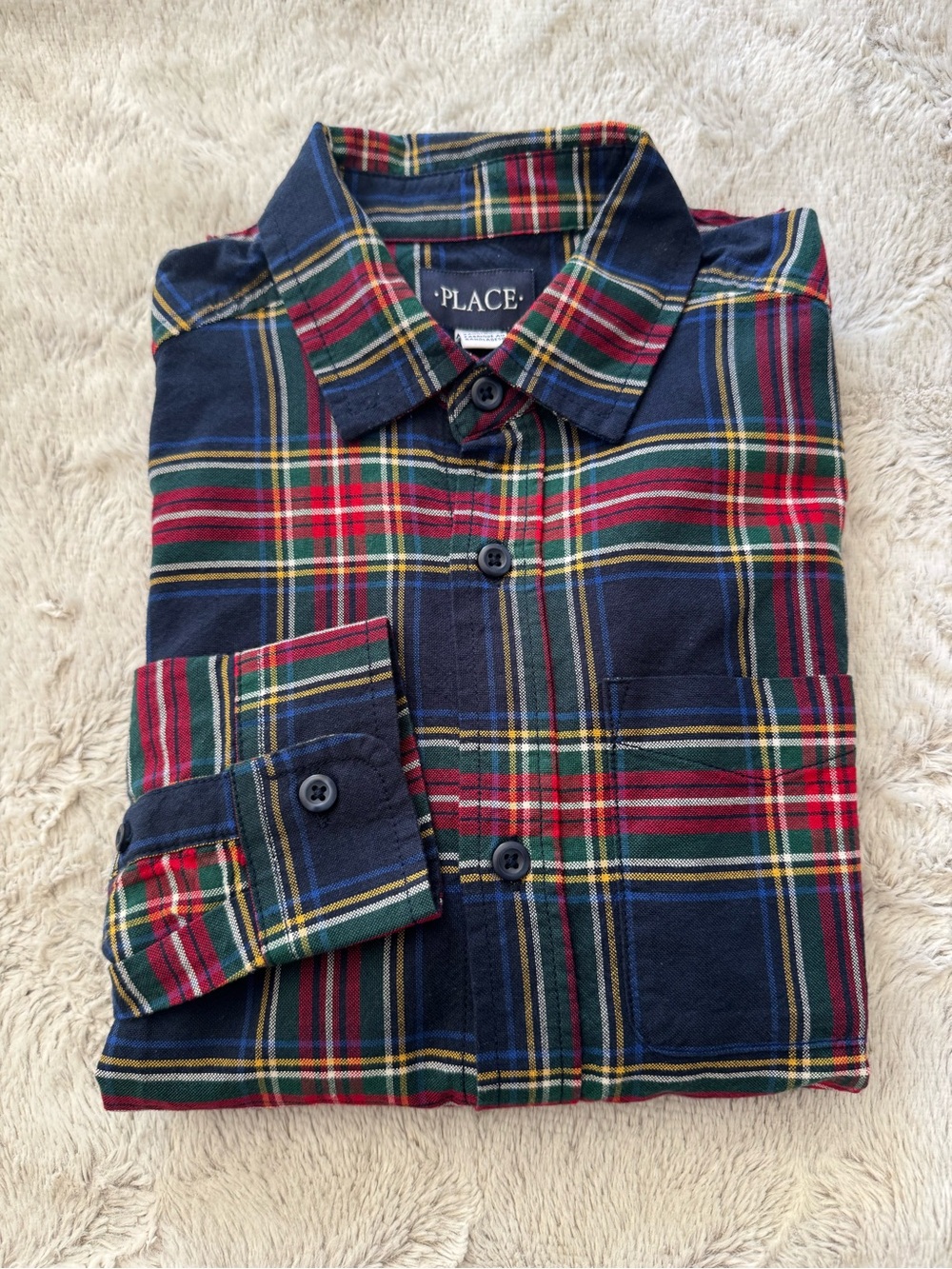 The Children's Place Boys Plaid Button-Down Shirt Sz 14